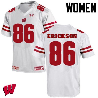 Women's Wisconsin Badgers NCAA #86 Alex Erickson White Authentic Under Armour Stitched College Football Jersey WO31S14DP
